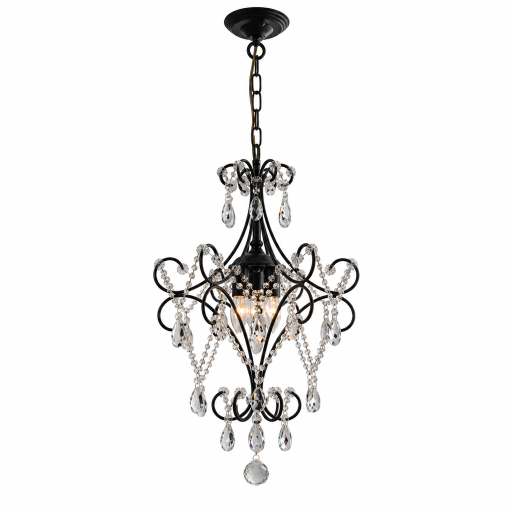 Evangeline Vintage Crystal Chandelier Matte Black Glowryte