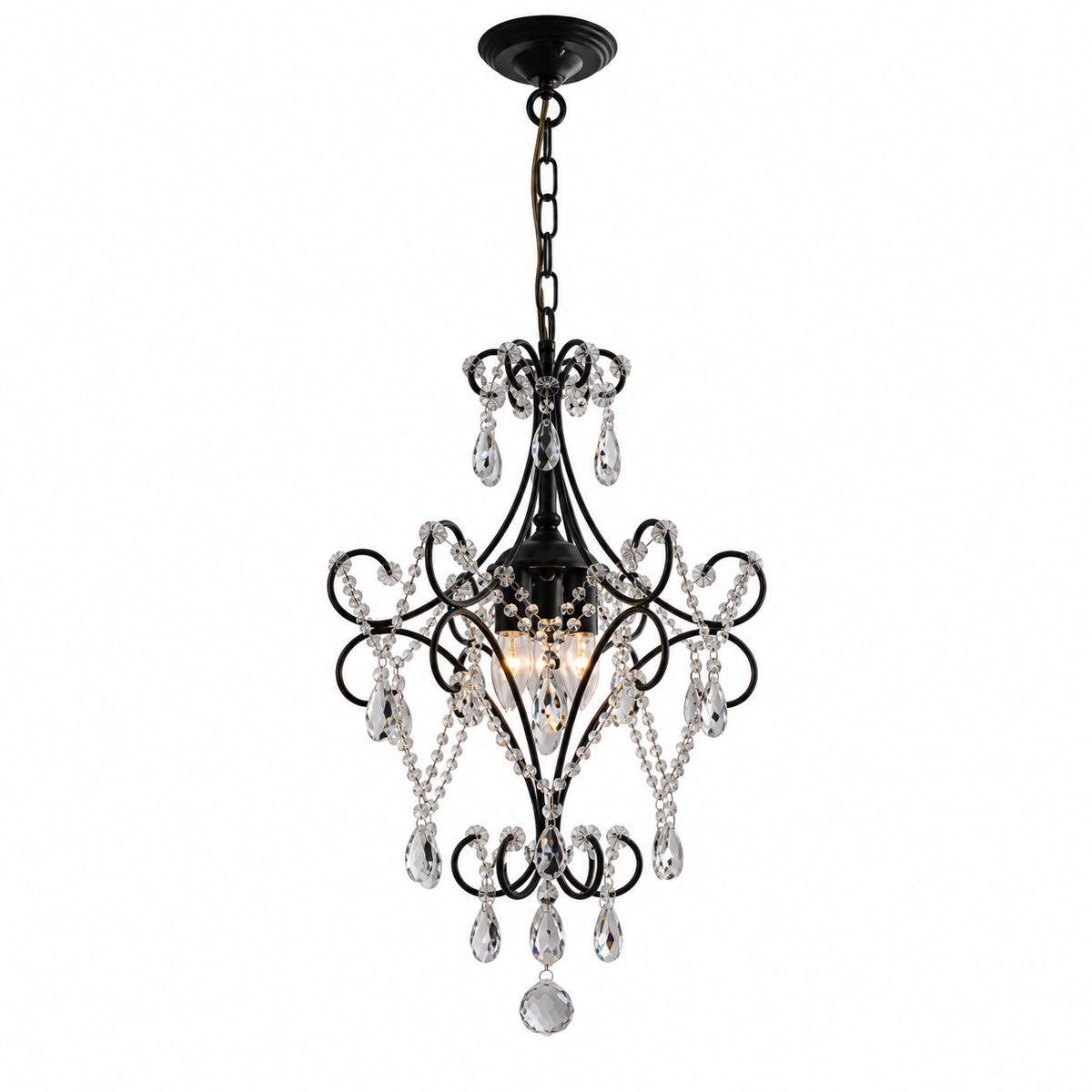 Evangeline Vintage Crystal Chandelier Matte Black Glowryte