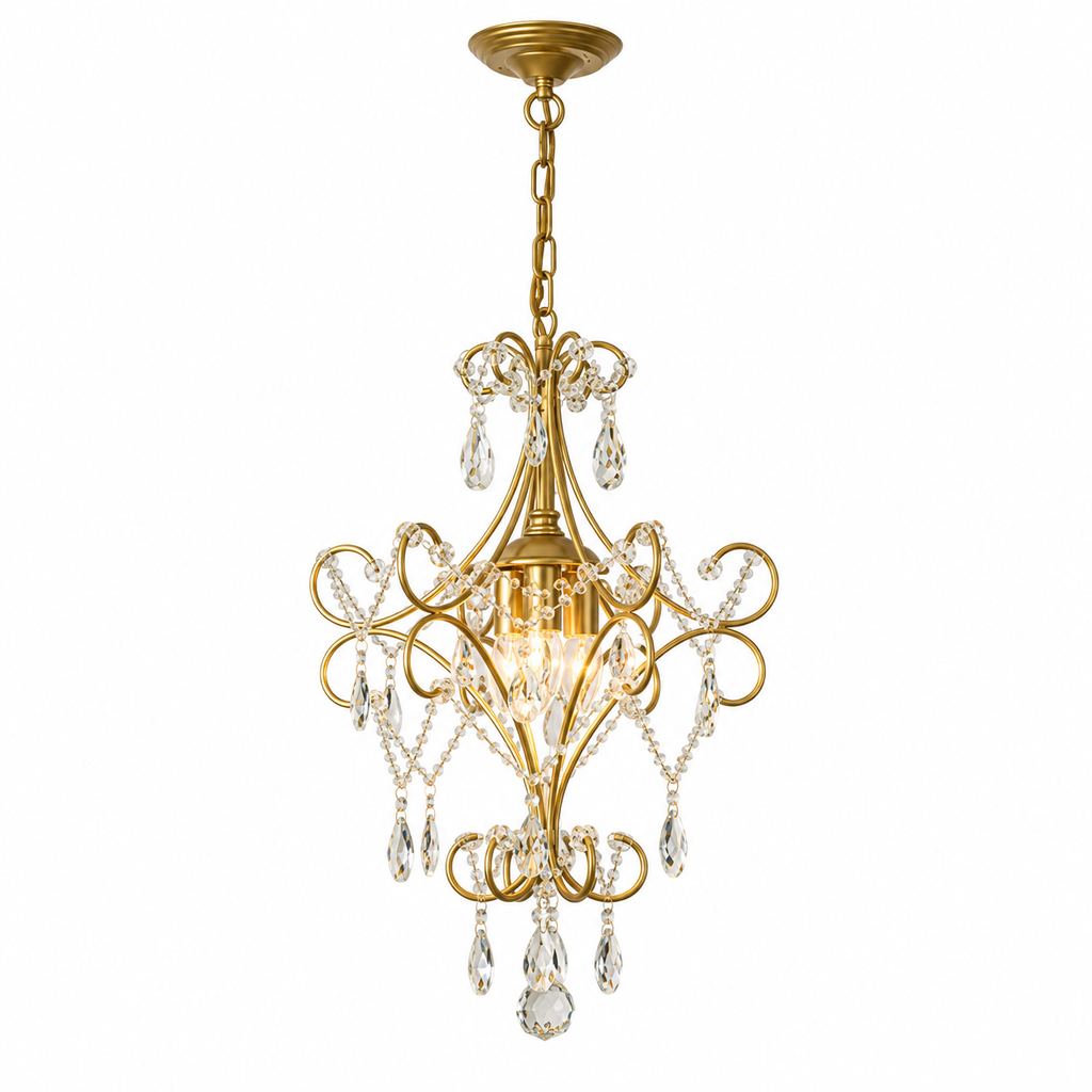 Evangeline Vintage Crystal Chandelier Antique Gold Glowryte