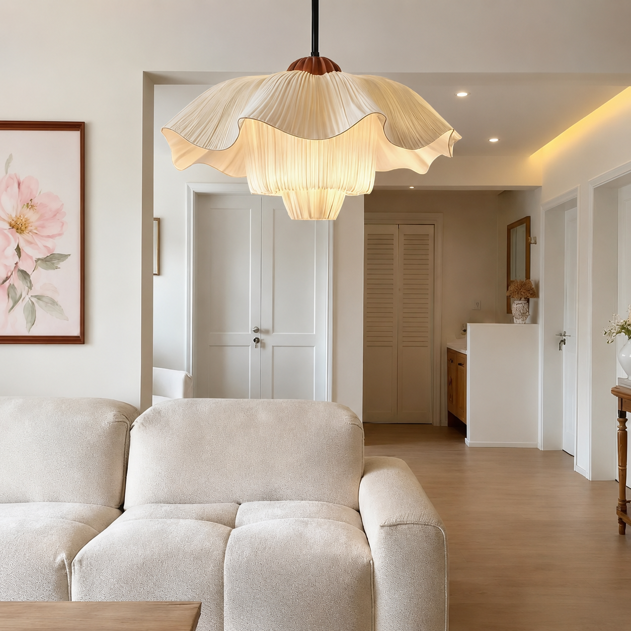 Fleur French Linen Pendant Light Glowryte