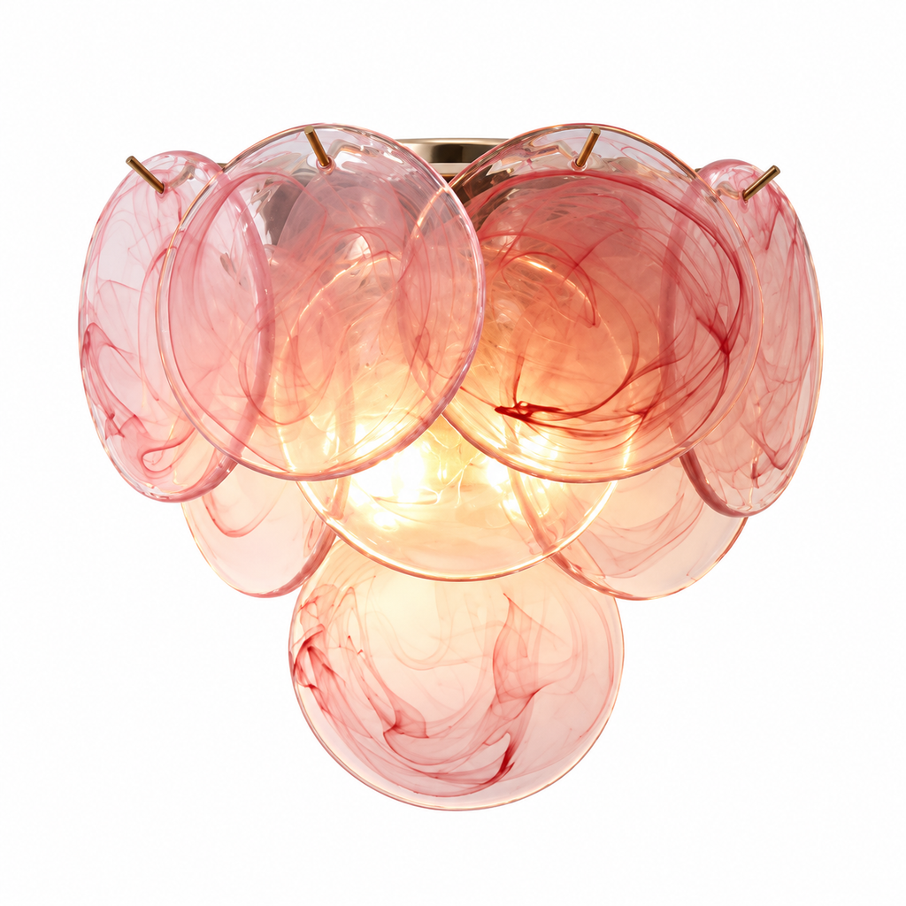 Fleur Glass Disc Wall Sconce Blush Pink Glowryte