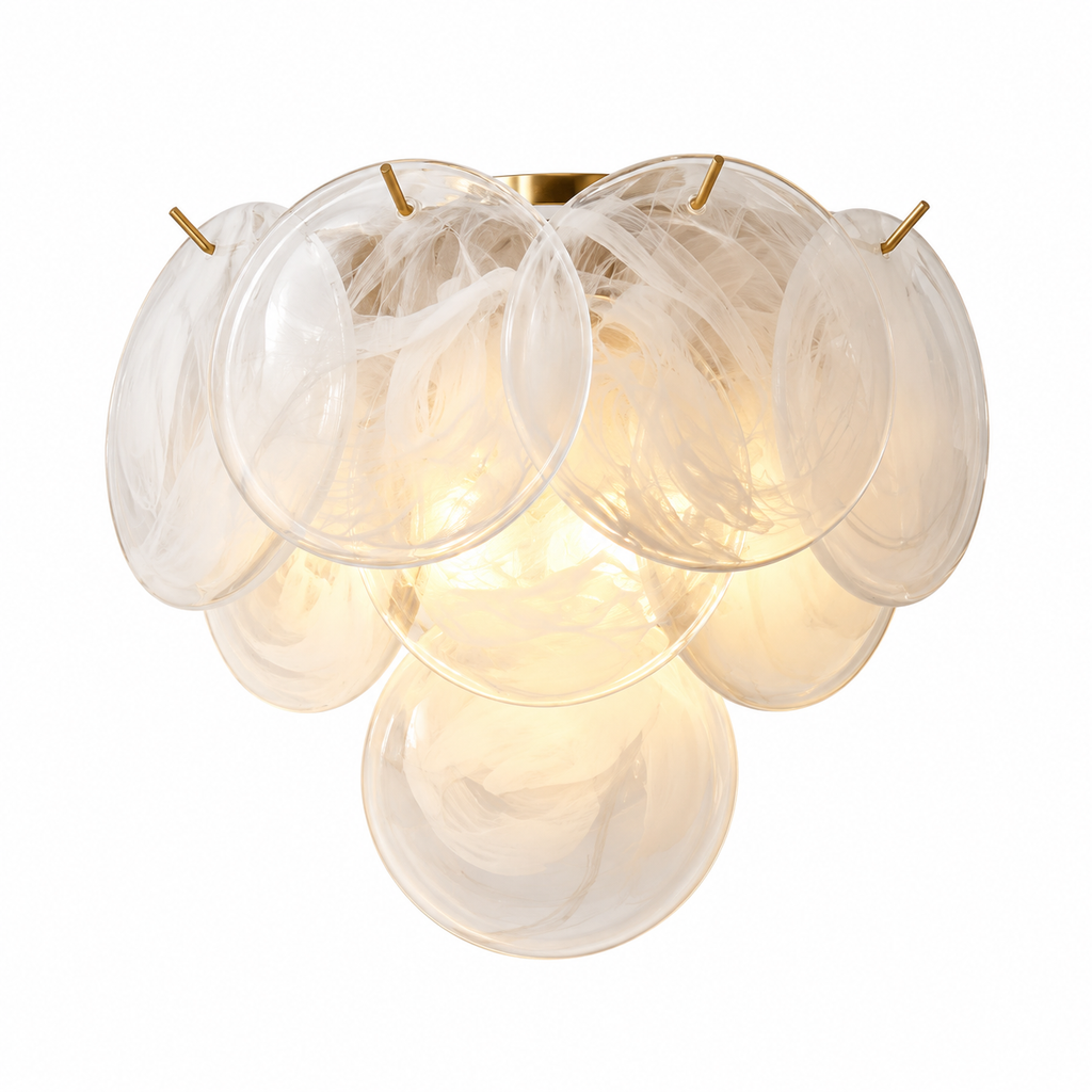 Fleur Glass Disc Wall Sconce Cloud White Glowryte