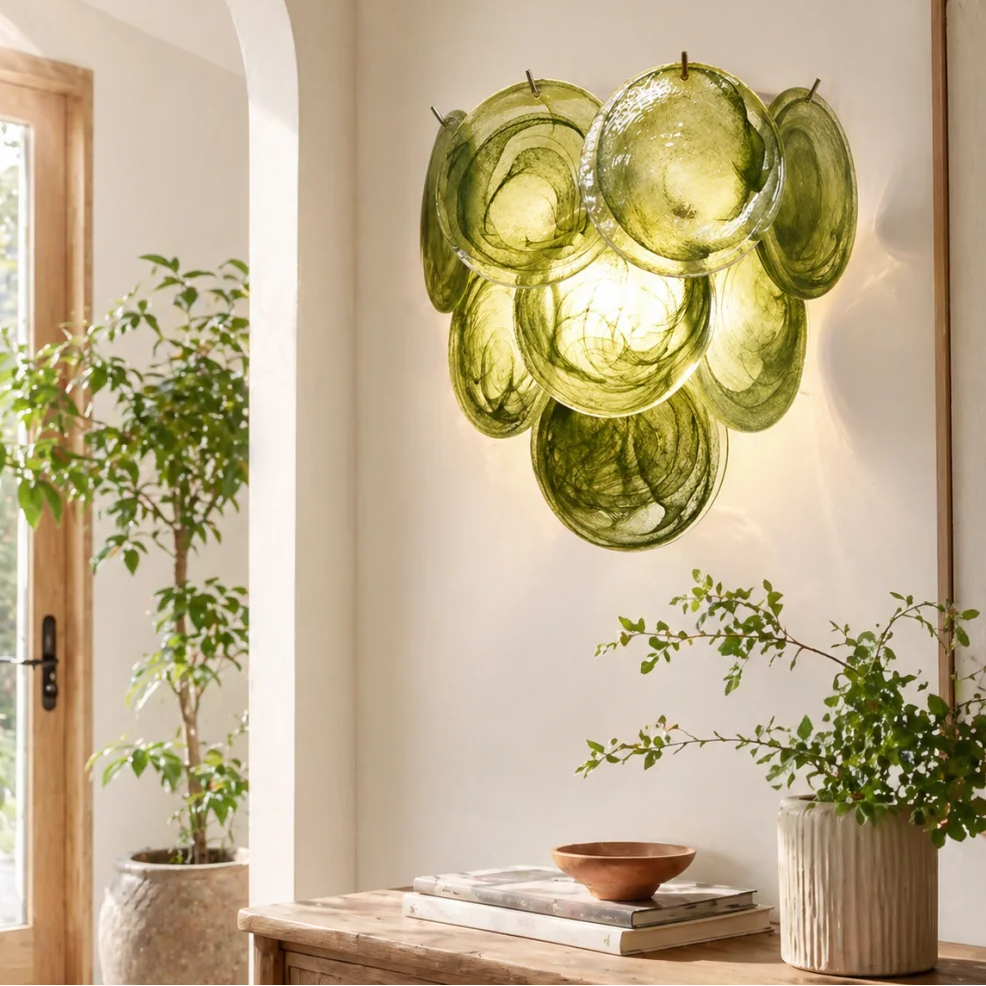 Fleur Glass Disc Wall Sconce Glowryte