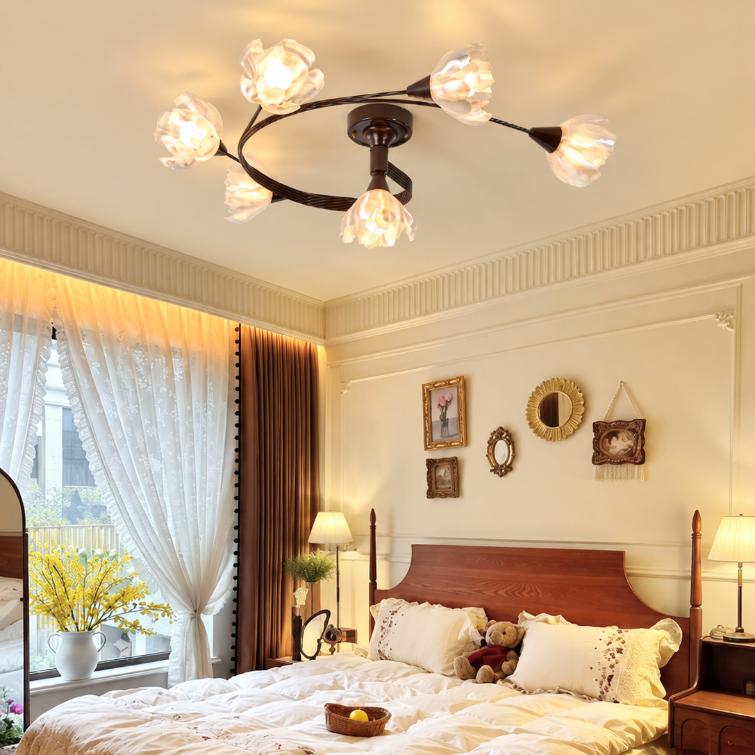 Floral Branch Semi-Flush Chandelier Glowryte