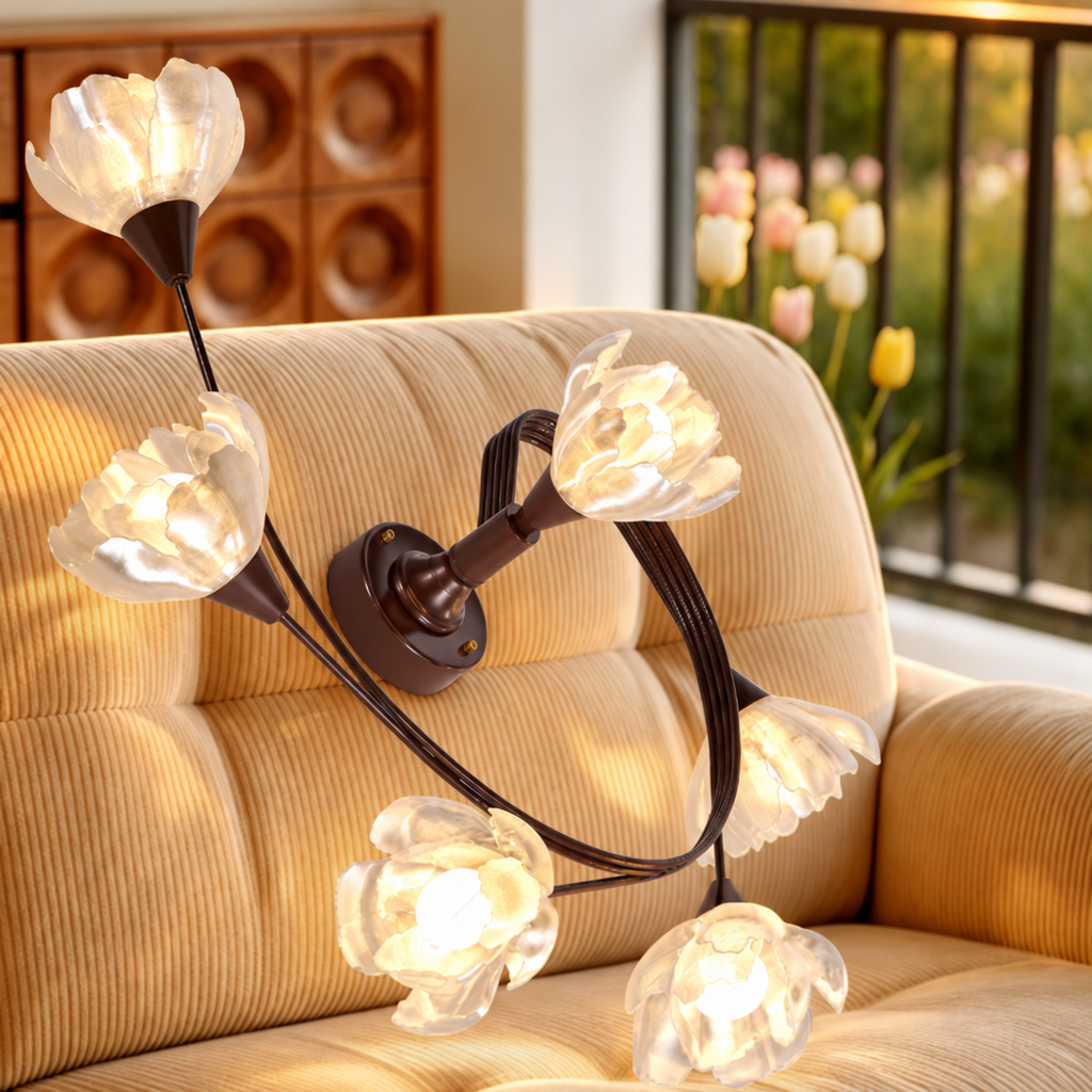Floral Branch Semi-Flush Chandelier Glowryte