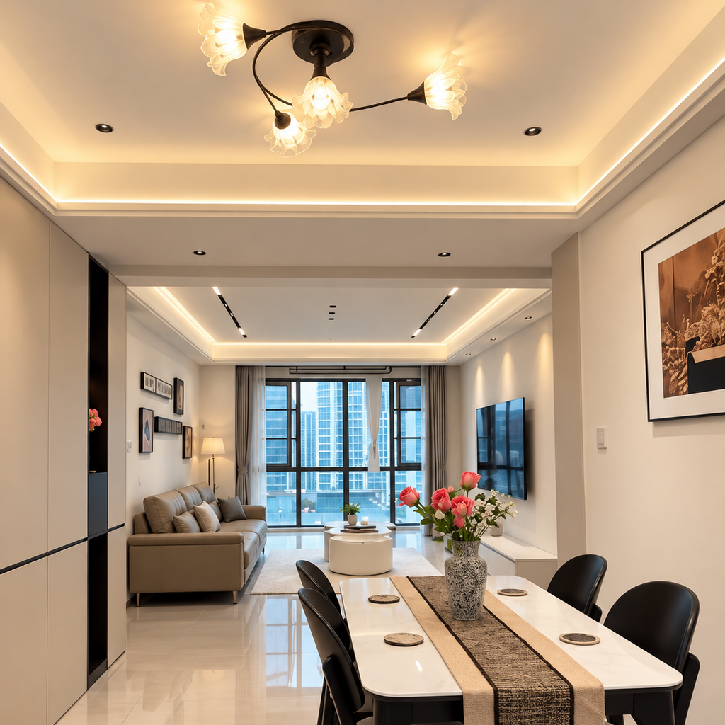 Floral Branch Semi-Flush Chandelier Glowryte