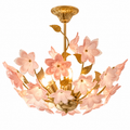 French Floral Glass Chandelier pink Glowryte