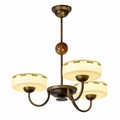 French Mid-Century Opal Glass Chandelier 3-Light: Dia 21.7" × H 21.3" (Dia 55 × H 54 cm) Glowryte