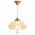 French Ruffled Floral Glass Pendant Light Cherry Blossom Pink Glowryte