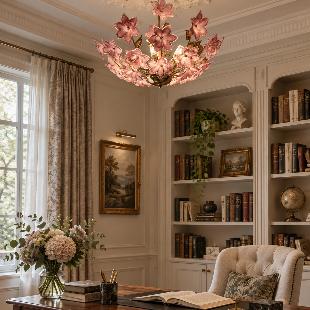 French Floral Glass Chandelier Glowryte
