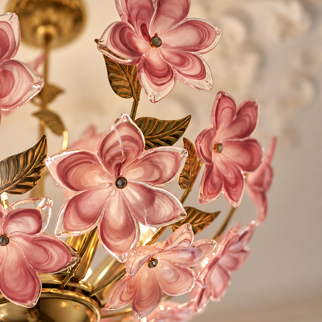 French Floral Glass Chandelier Glowryte