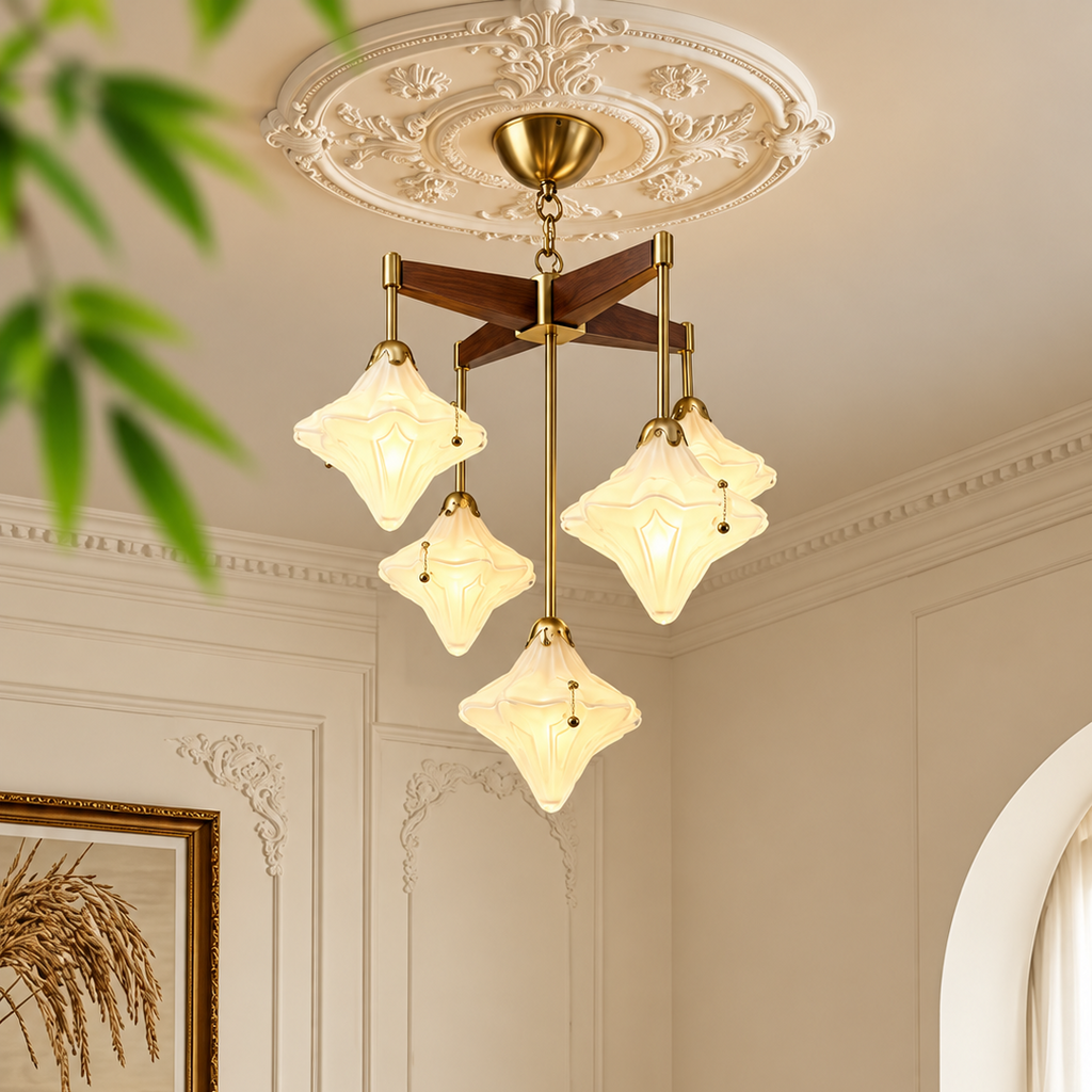 French Vintage Starburst Chandelier Glowryte