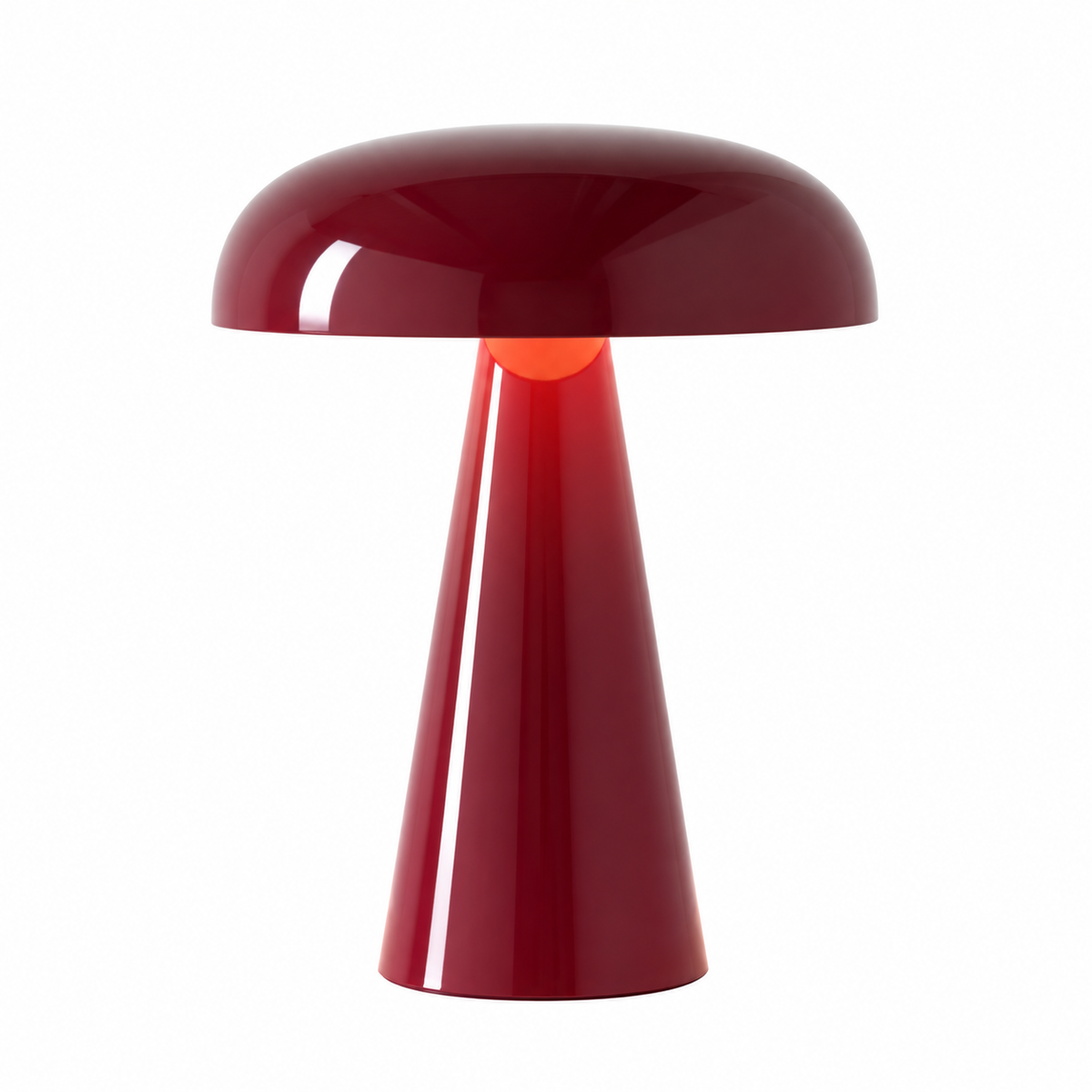 Como Portable Mushroom Table Lamp Glossy Burgundy Glowryte