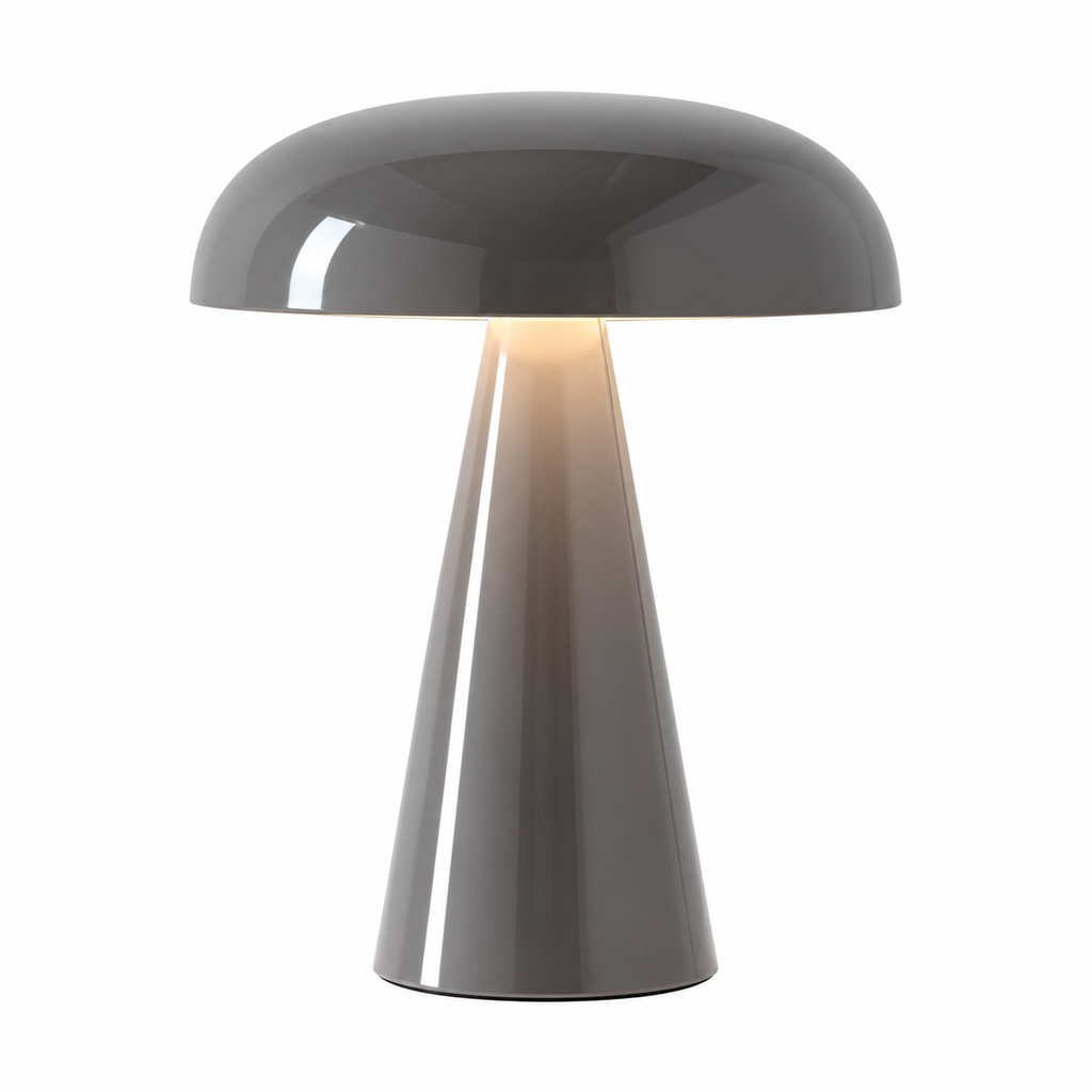Como Portable Mushroom Table Lamp Glossy Grey Glowryte