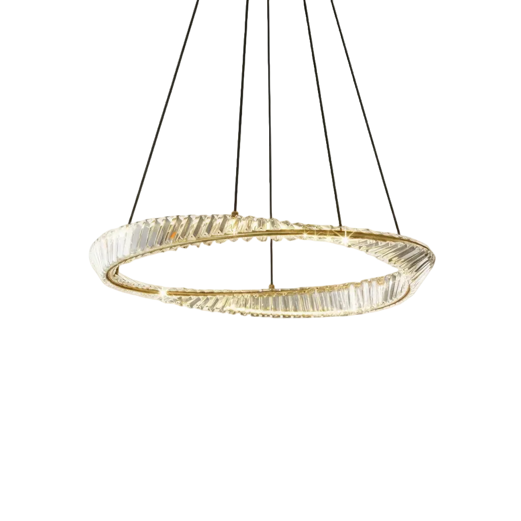 Vela Flow Chandelier Brass + Clear Lumiora