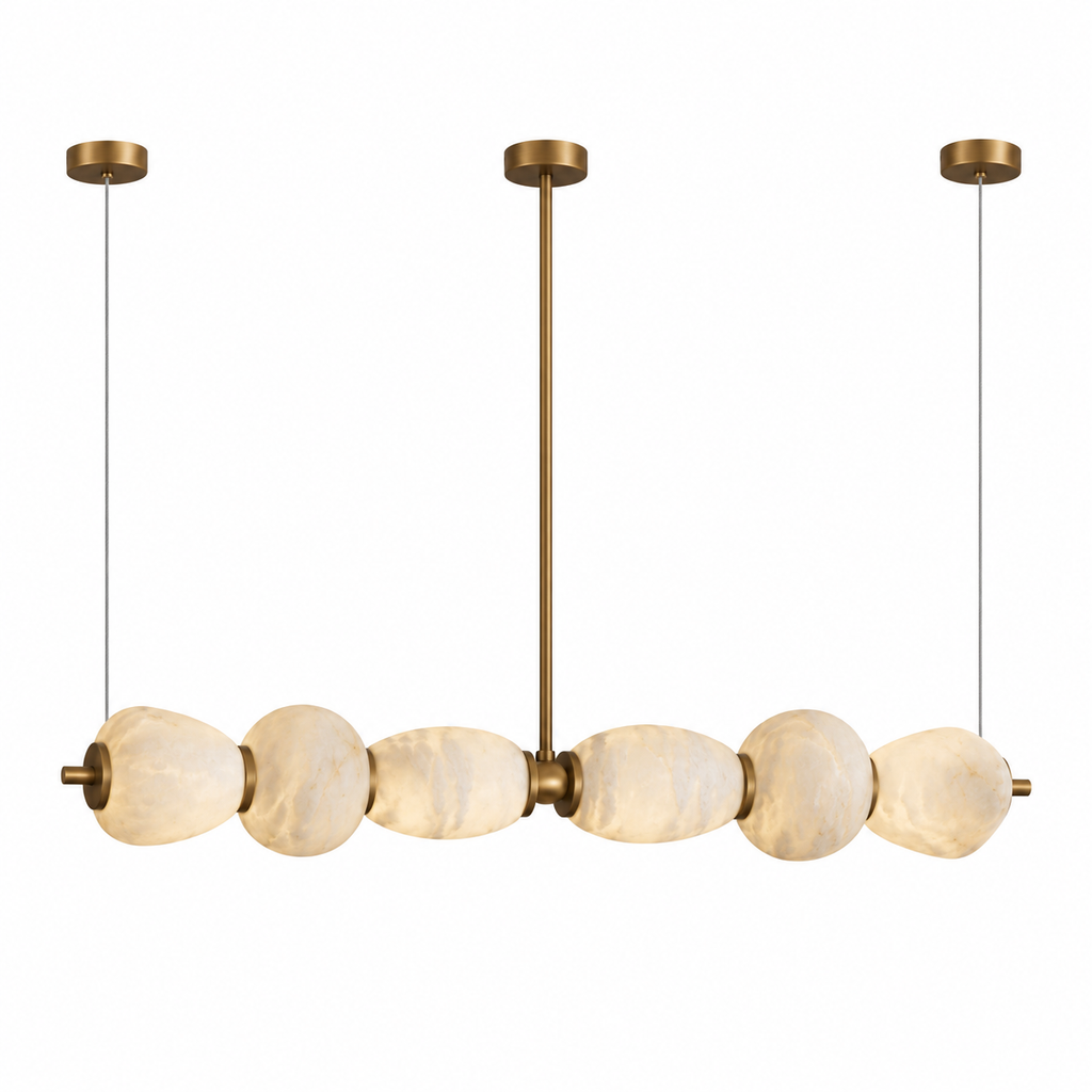 Helia Sculptural Alabaster Linear Chandelier Glowryte