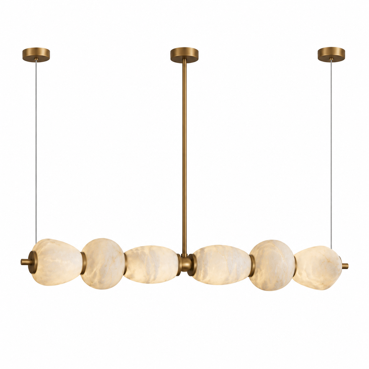 Helia Sculptural Alabaster Linear Chandelier Glowryte