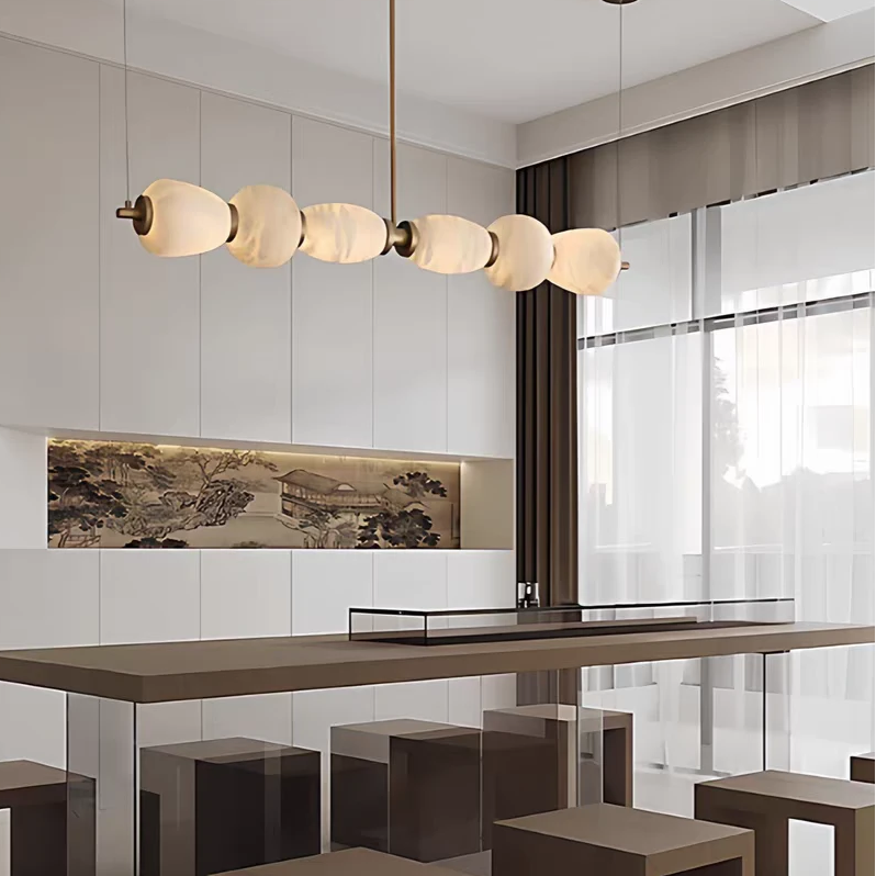Helia Sculptural Alabaster Linear Chandelier Glowryte
