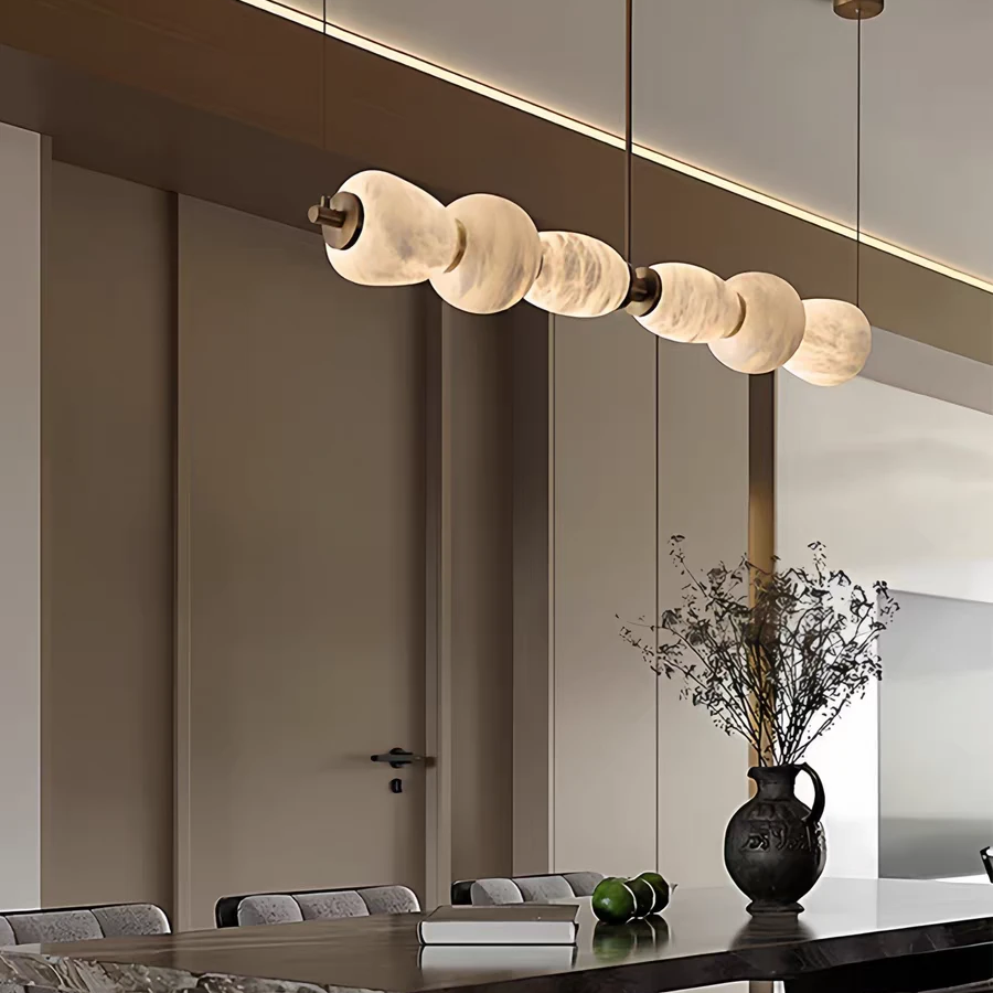 Helia Sculptural Alabaster Linear Chandelier Glowryte