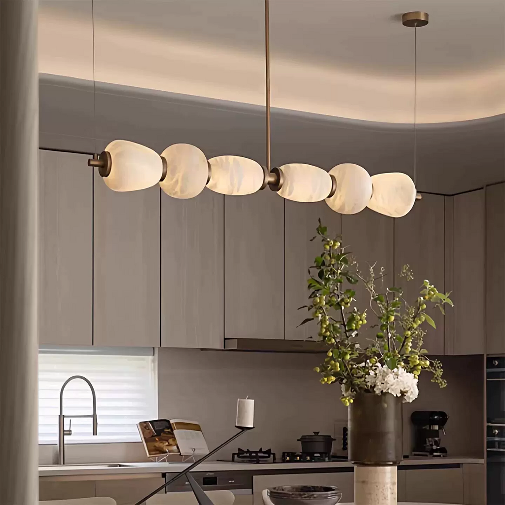Helia Sculptural Alabaster Linear Chandelier Glowryte