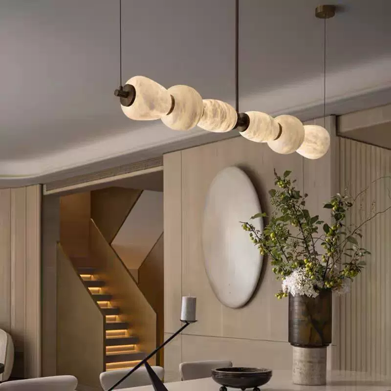 Helia Sculptural Alabaster Linear Chandelier Glowryte