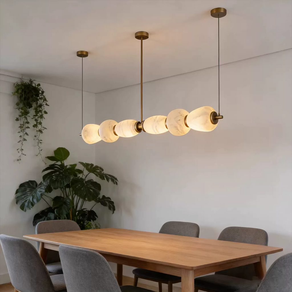 Helia Sculptural Alabaster Linear Chandelier Glowryte