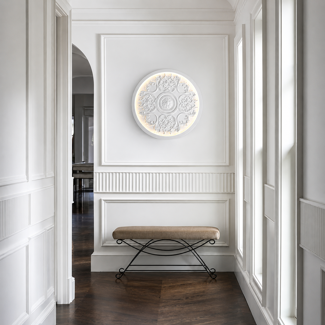 Fleur Flush Mount Ceiling Light Large- Dia 19.7" × H 1.5" (Dia 50 × H 4 cm) White Glowryte