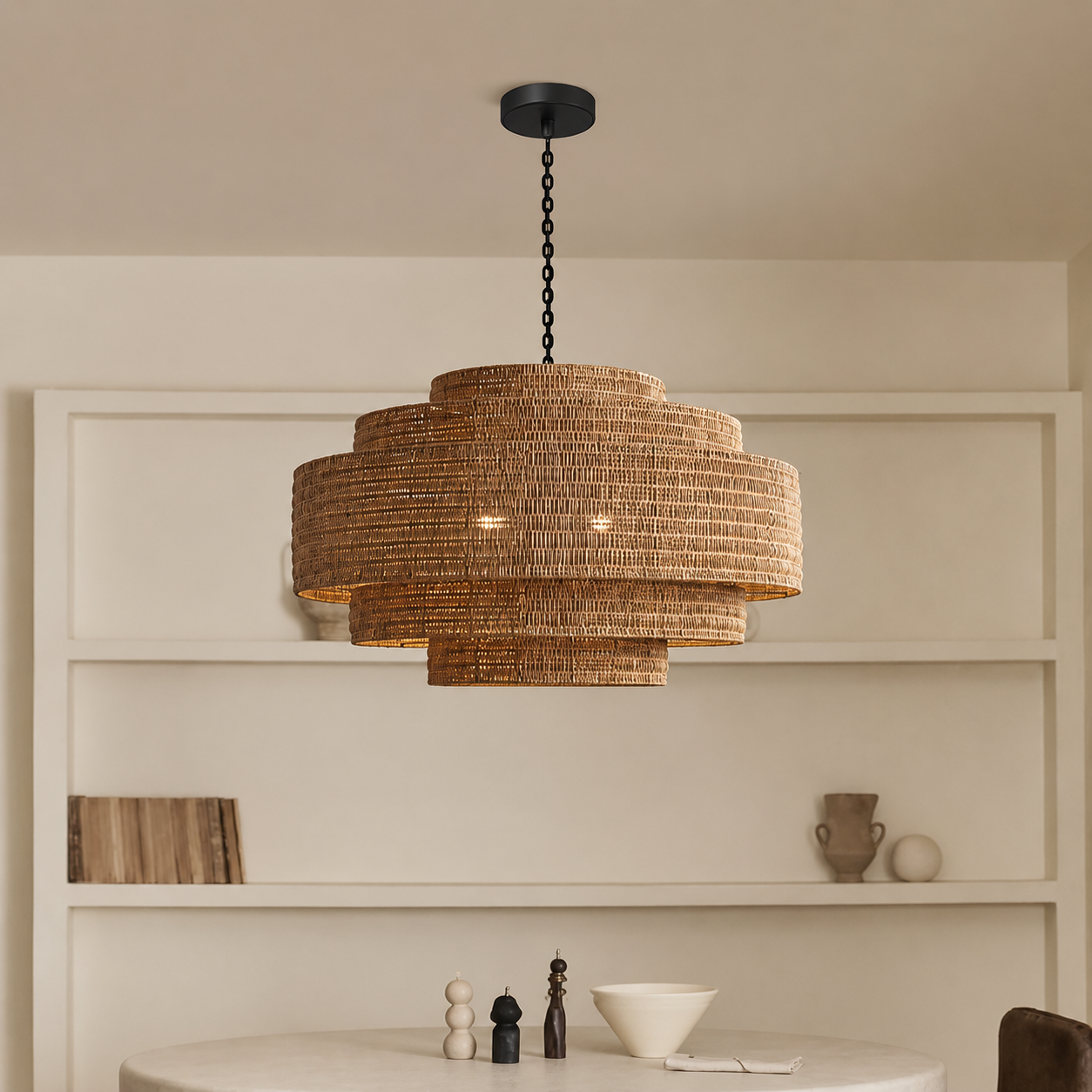 Kago Rattan Woven Pendant Light Glowryte