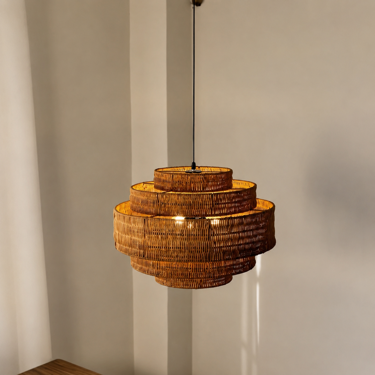 Kago Rattan Woven Pendant Light Glowryte