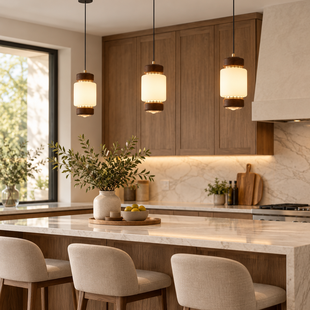 Kaito Walnut Cylinder Mini Pendant Light