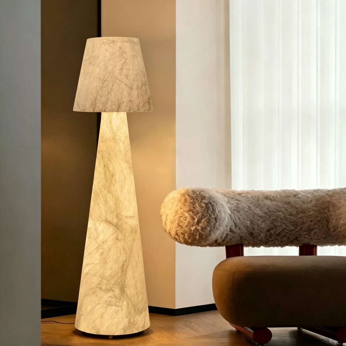 Kanso Tapered Silk Floor Lamp Glowryte