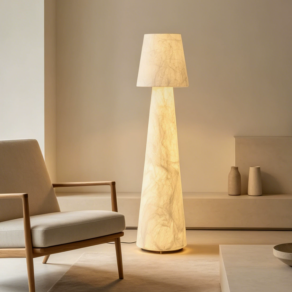 Kanso Tapered Silk Floor Lamp Glowryte