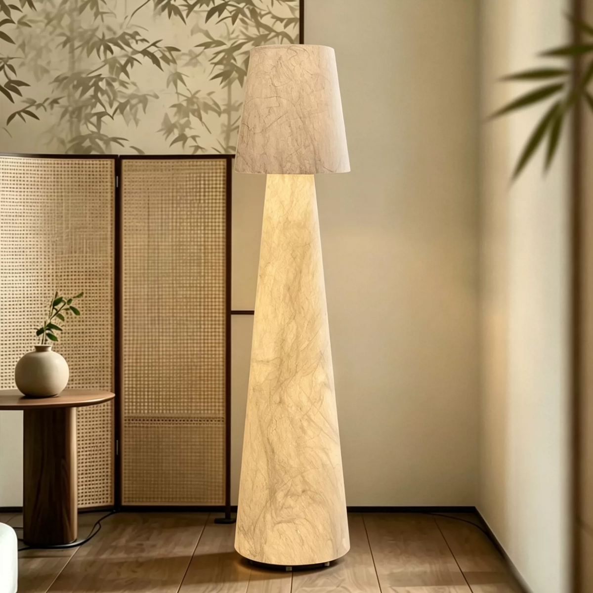 Kanso Tapered Silk Floor Lamp Glowryte