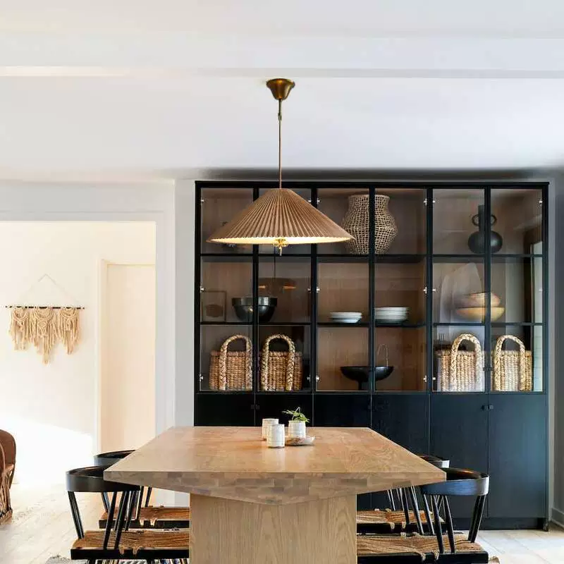 Kyoto Pleated Bamboo Cone Pendant Light Glowryte