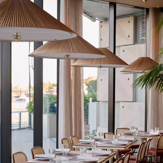 Kyoto Pleated Bamboo Cone Pendant Light Glowryte