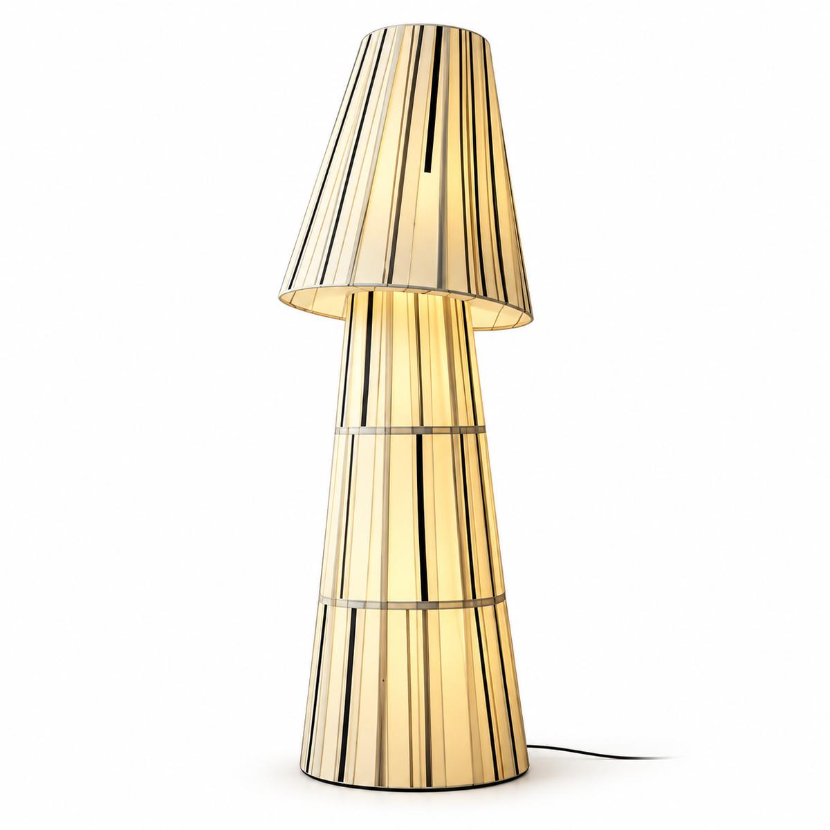 Linnea Striped Fabric Sculptural Floor Lamp Glowryte