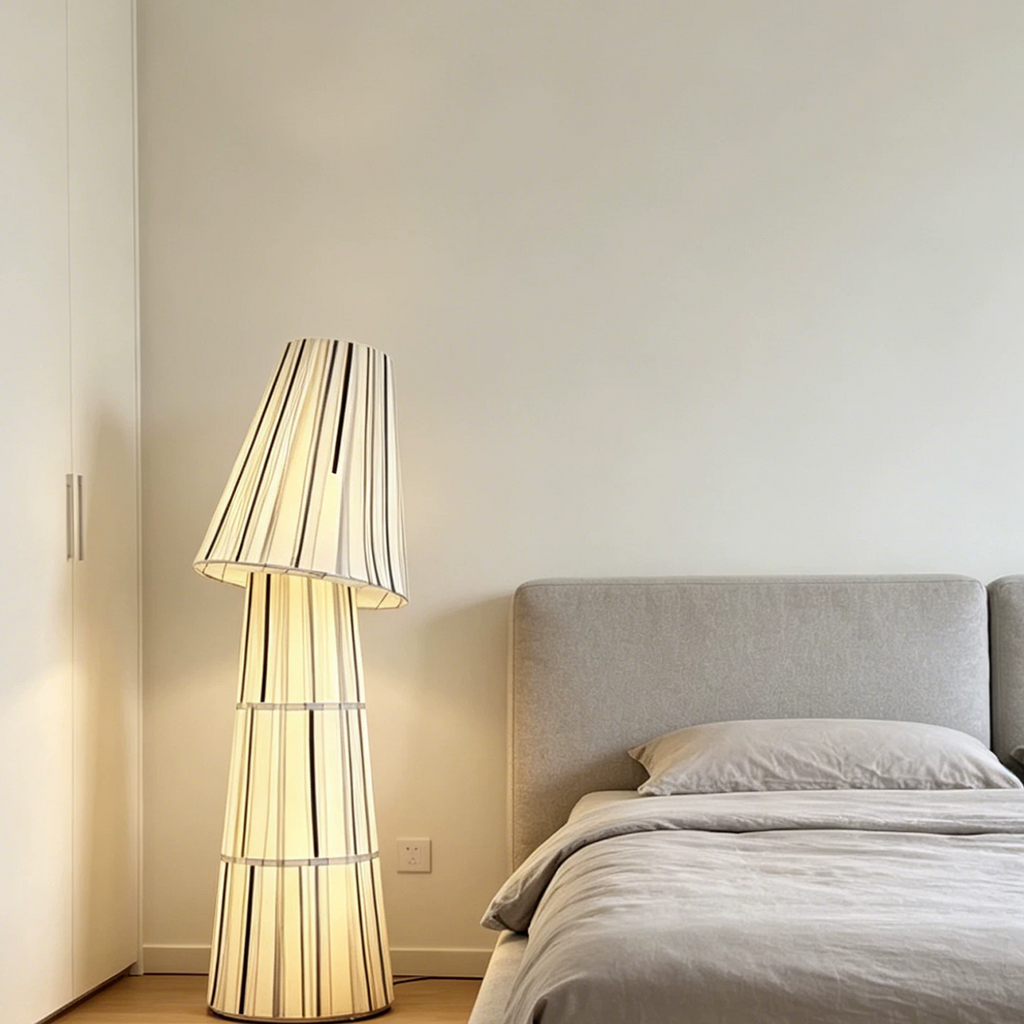 Linnea Striped Fabric Sculptural Floor Lamp Glowryte