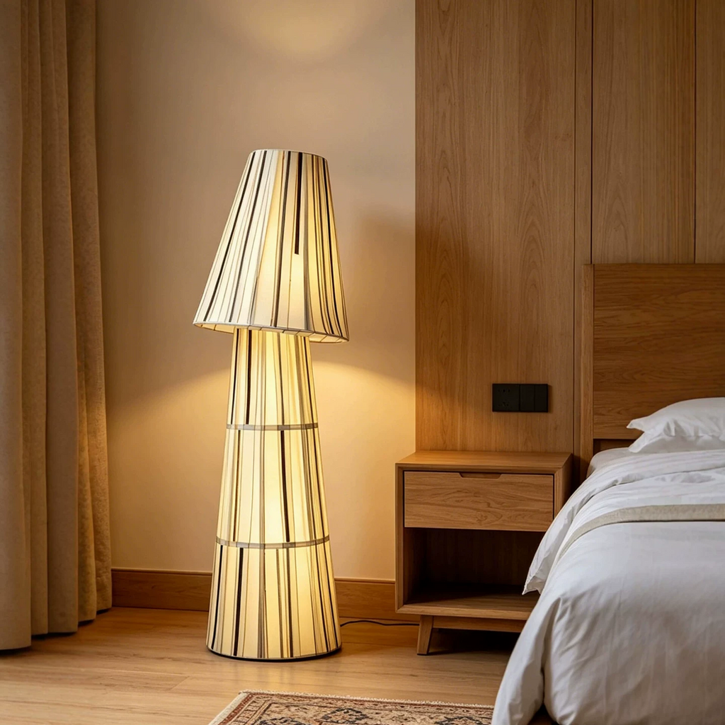 Linnea Striped Fabric Sculptural Floor Lamp Glowryte