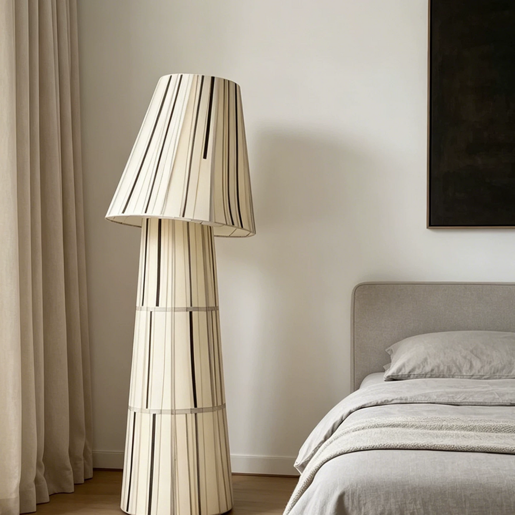 Linnea Striped Fabric Sculptural Floor Lamp Glowryte