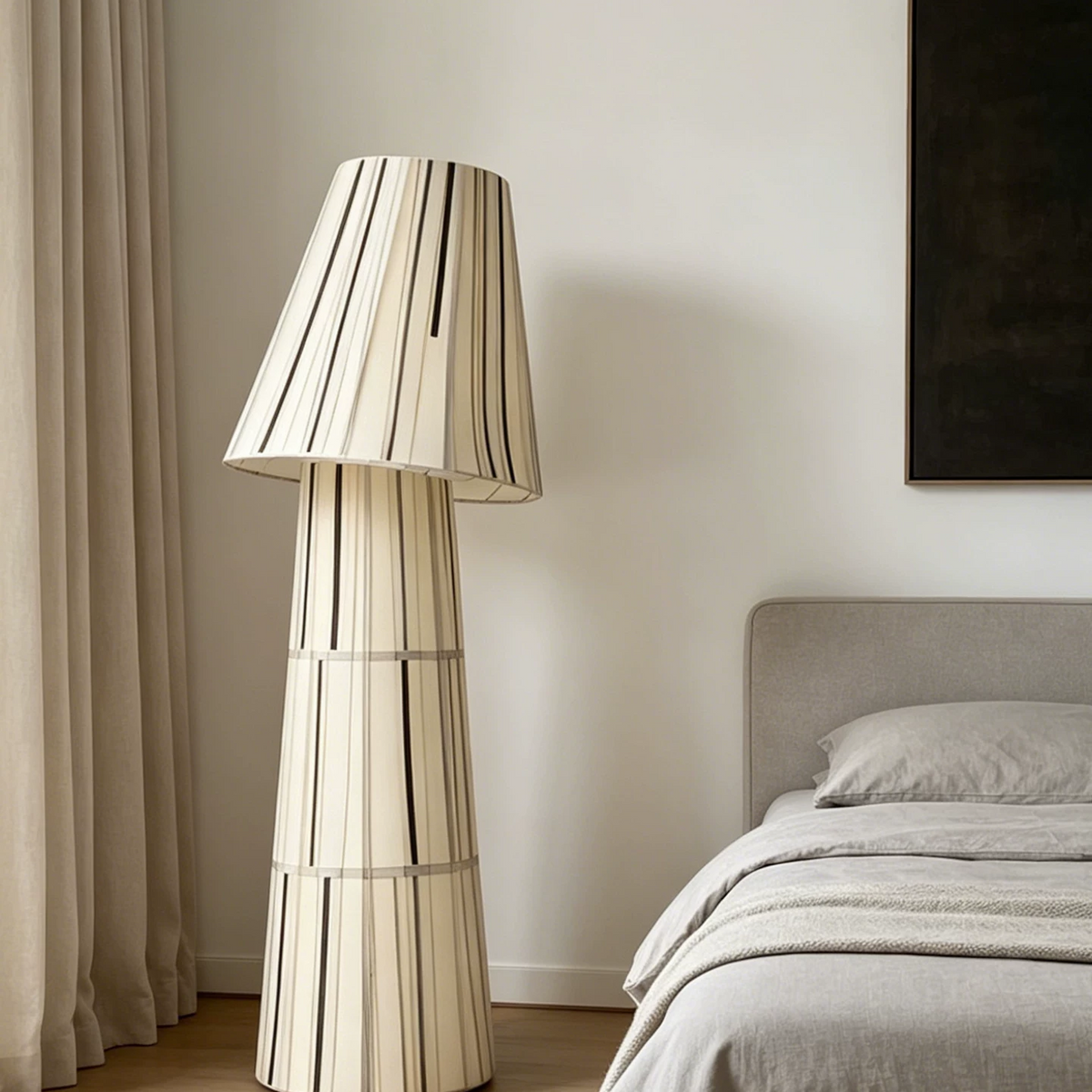 Linnea Striped Fabric Sculptural Floor Lamp Glowryte