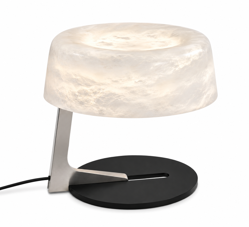 Luma Alabaster Table Lamp Dia 13.8″ × H 11.4″ (Dia 35 × H 29 cm) Glowryte