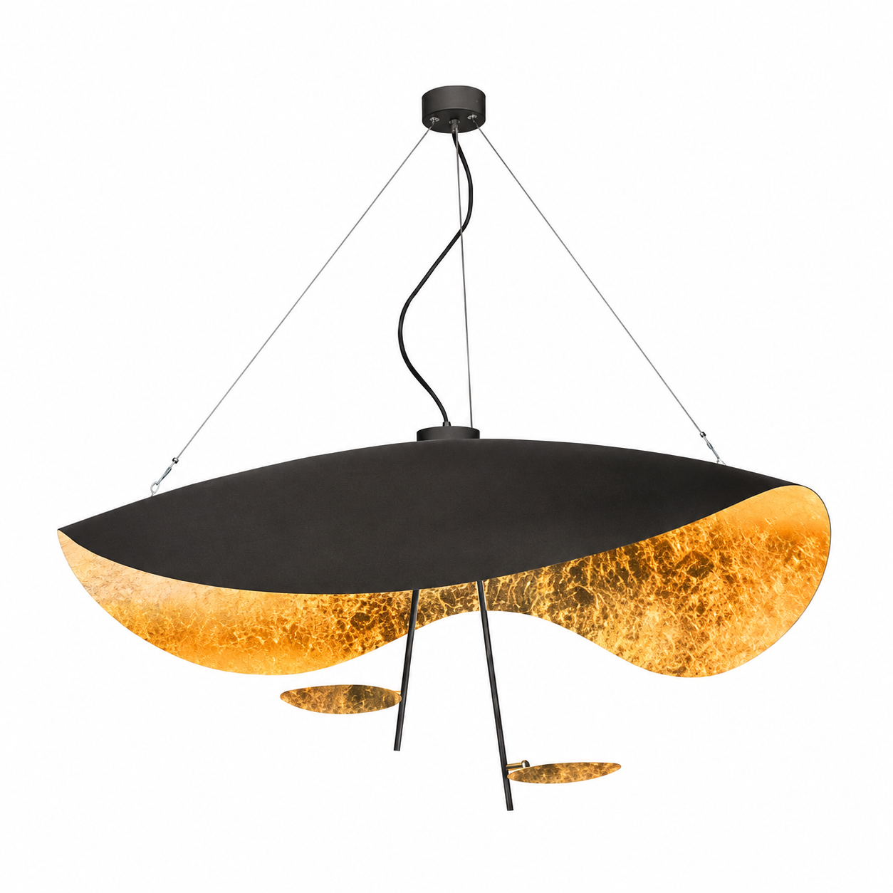 Luma Lederam Gold Foil Disc Pendant Black+Gold Glowryte