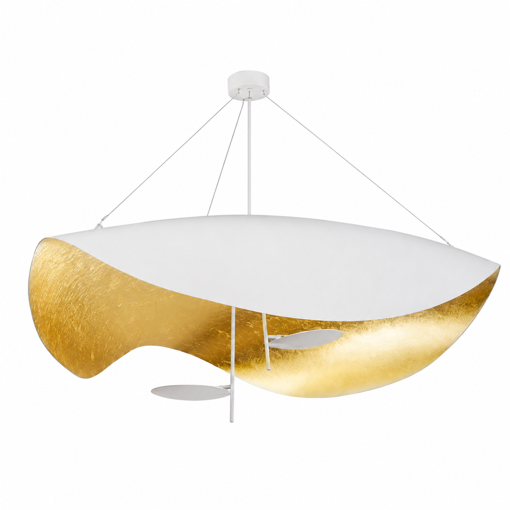 Luma Lederam Gold Foil Disc Pendant White+Gold Glowryte