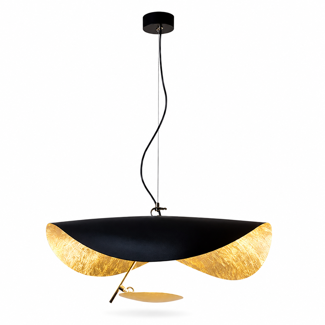 Luma Lederam Gold Foil Disc Pendant Black+Gold Dia 23.6″ (60 cm) — Single Head Glowryte
