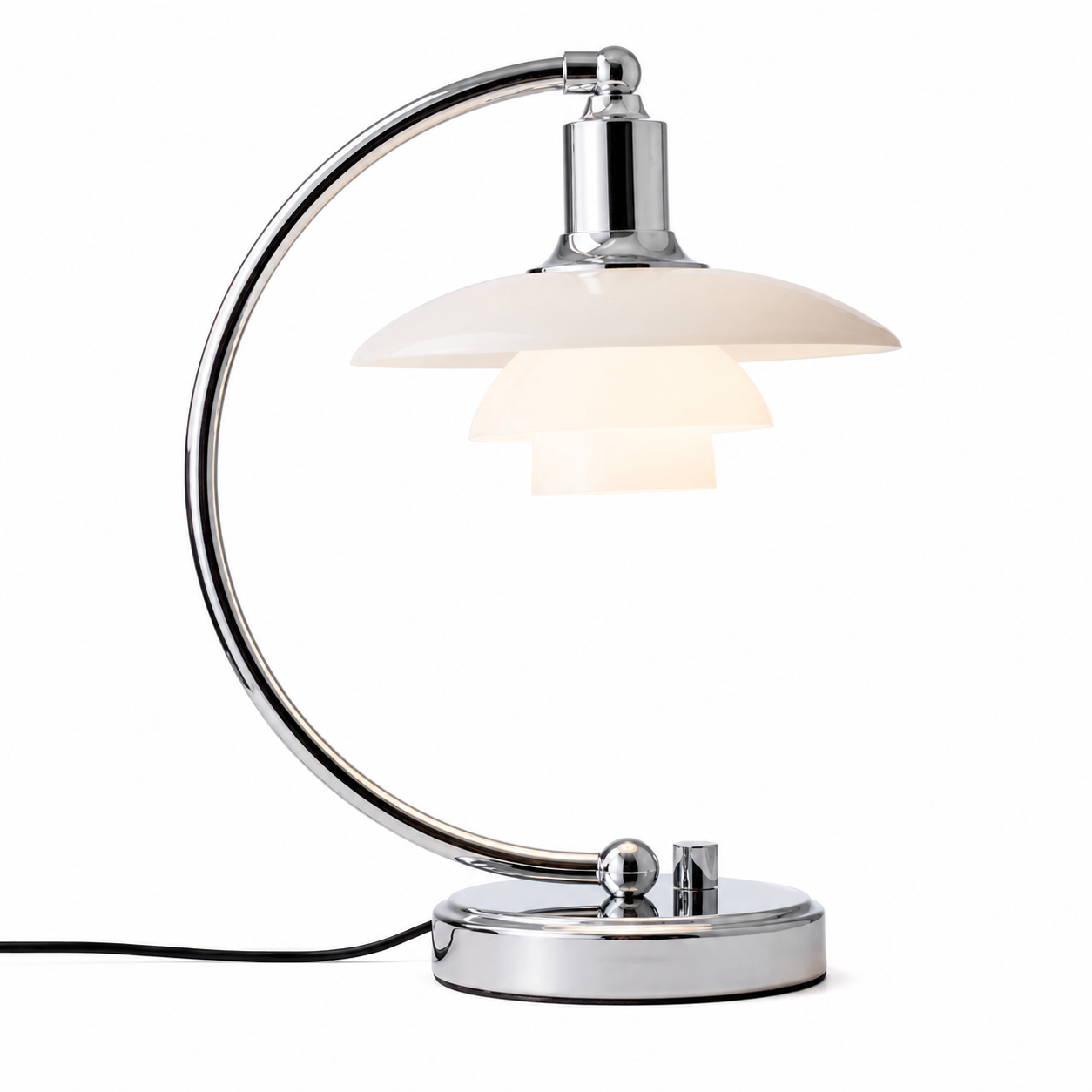 Lumi Vintage Glass Table Lamp Electroplated Nickel Glowryte