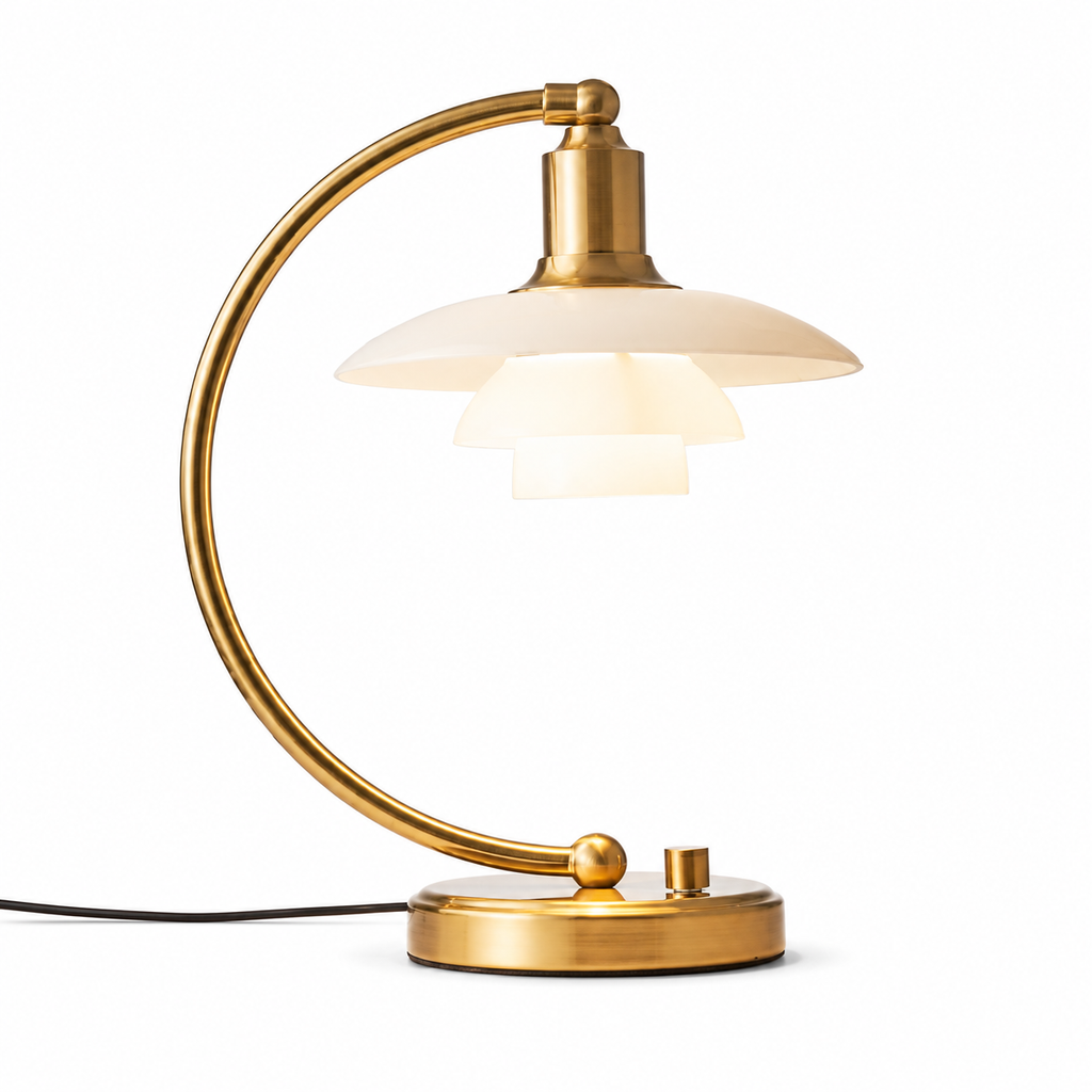 Lumi Vintage Glass Table Lamp Gold Glowryte
