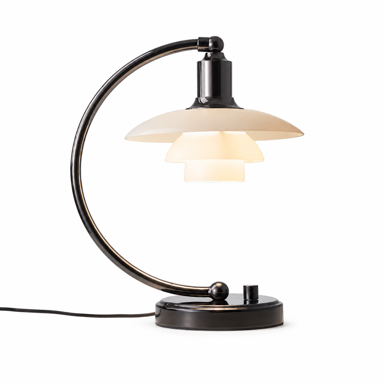 Lumi Vintage Glass Table Lamp Black Glowryte
