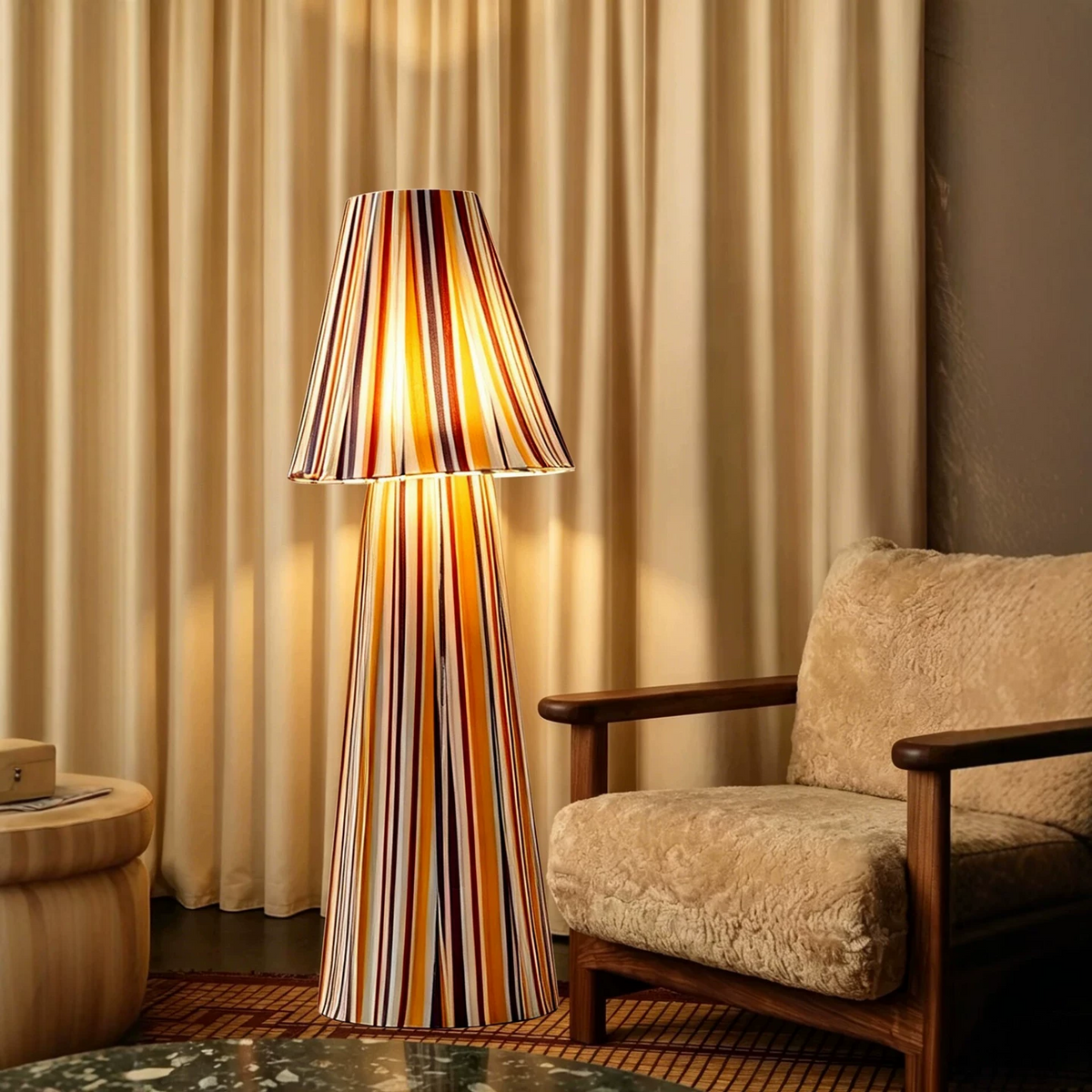 Milano Multistripe Fabric Sculptural Floor Lamp Glowryte