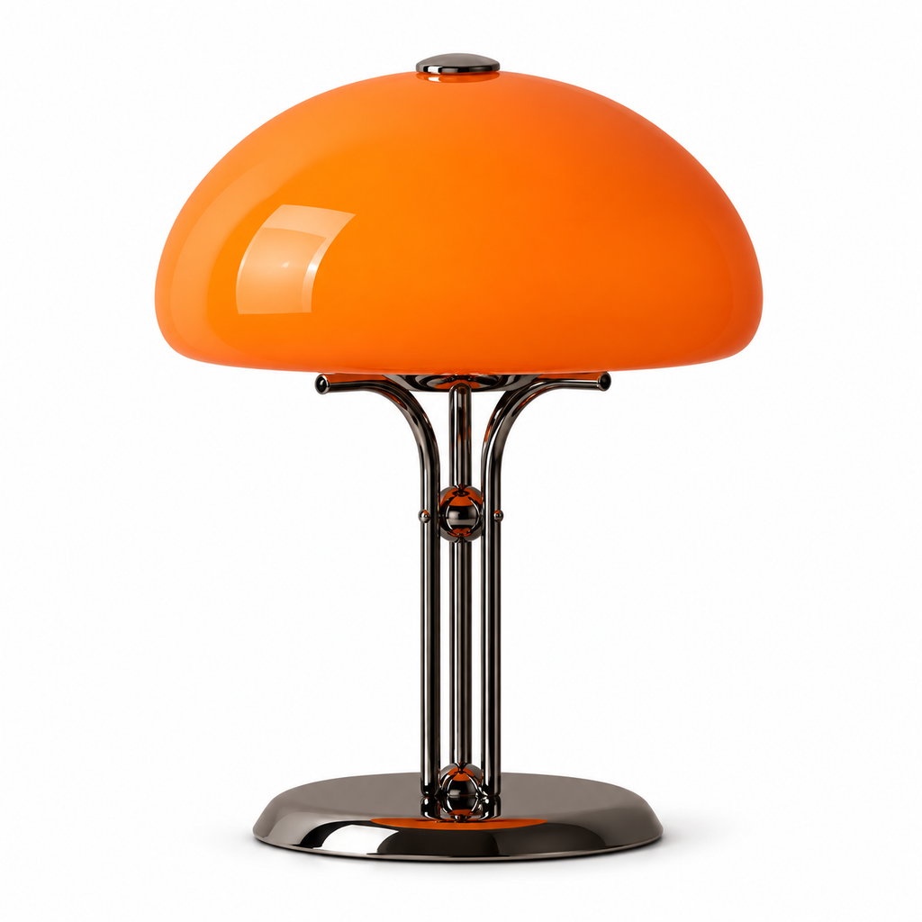 Milo Bauhaus Glass Mushroom Table Lamp Sunset Orange Glowryte