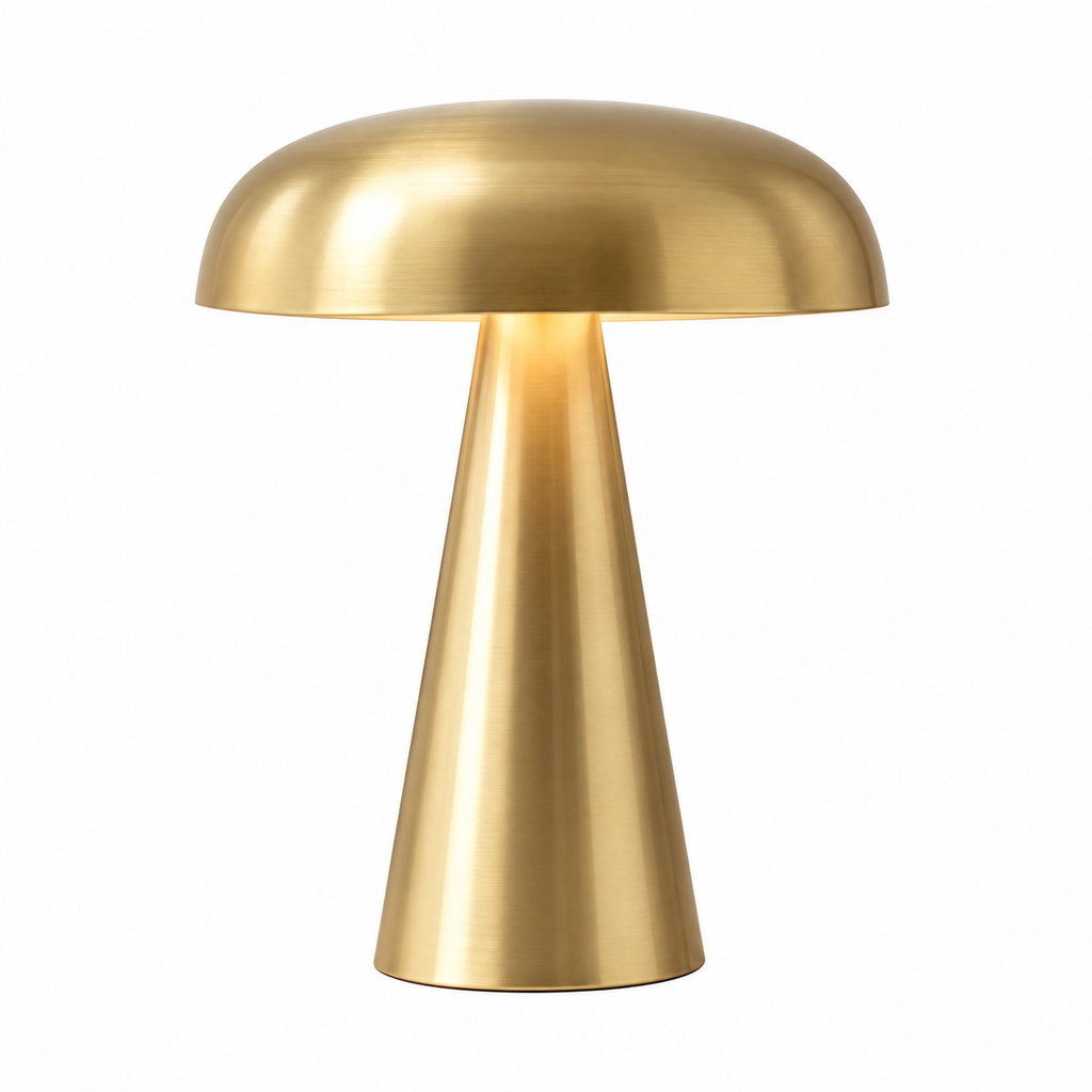 Como Portable Mushroom Table Lamp Brushed Brass Glowryte
